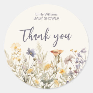 Sticker Rond Petite fleur sauvage baby shower
