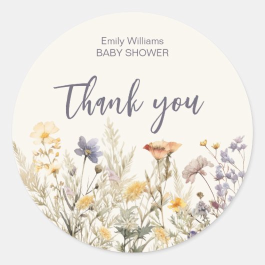 Sticker Rond Petite fleur sauvage baby shower (Devant)