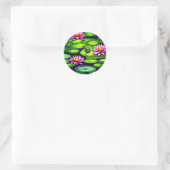 Sticker Rond Petite grenouille sur Lily Pad (Sac)