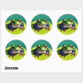 Sticker Rond Petite grenouille verte sur un tapis de Lilly (Feuille)