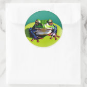 Sticker Rond Petite grenouille verte sur un tapis de Lilly (Sac)