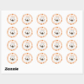 Sticker Rond Petite ligne de linge Bow Baby shower orange (Feuille)