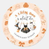 Sticker Rond Petite ligne de linge Bow Baby shower orange (Devant)
