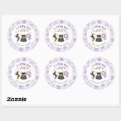 Sticker Rond Petite ligne de linge de maison Baby shower pourpr (Feuille)