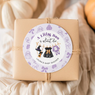 Sticker Rond Petite ligne de linge de maison Baby shower pourpr