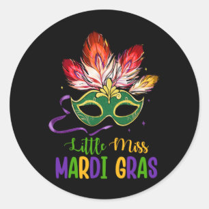 Sticker Rond Petite Mademoiselle Mardi Gras Masque de Mardi Gra