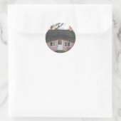 Sticker Rond Petite maison rose (Sac)