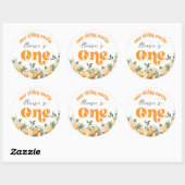 Sticker Rond Petite mignonne 1er anniversaire oranges d'agrumes (Feuille)