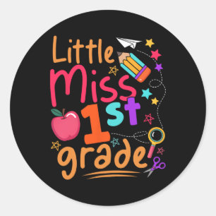 Sticker Rond Petite Miss 1re année Premier jour d'école Retour 