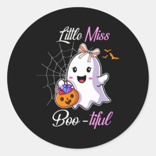 Sticker Rond Petite Miss Boo tiful Drôle Mignonne Costume Hallo