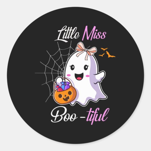 Sticker Rond Petite Miss Boo tiful Drôle Mignonne Costume Hallo (Devant)