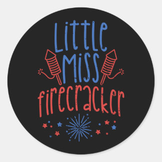 Sticker Rond Petite Miss Fêtarde Drôle 4 Juillet Patriotique Fi
