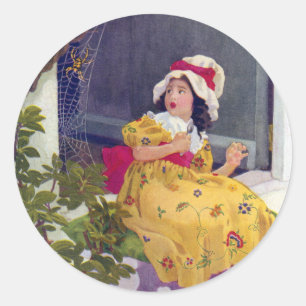 Sticker Rond Petite Miss Muffet Nursery Rhyme