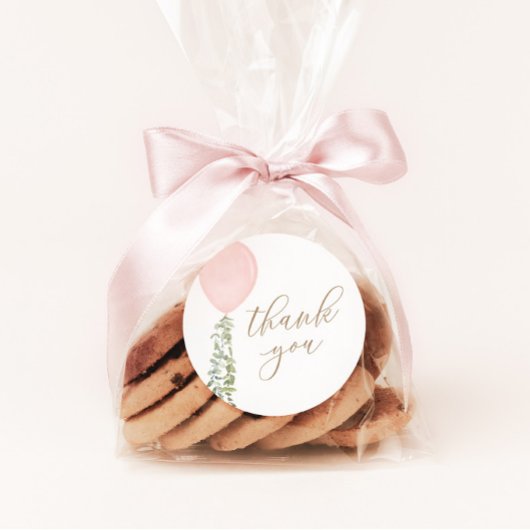 Sticker Rond Petite Miss Onederful Balloon rose Anniversaire