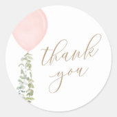 Sticker Rond Petite Miss Onederful Balloon rose Anniversaire (Devant)