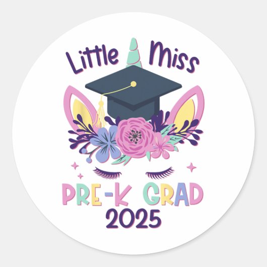 Sticker Rond Petite Mlle Pré-k Grad Préscolaire Prek Graduation (Devant)