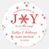 Sticker Rond Petite Offre De Joie Baby shower De Noël (Devant)