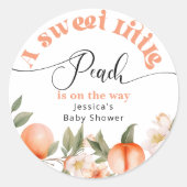 Sticker Rond Petite pêche est sur le chemin baby shower (Devant)