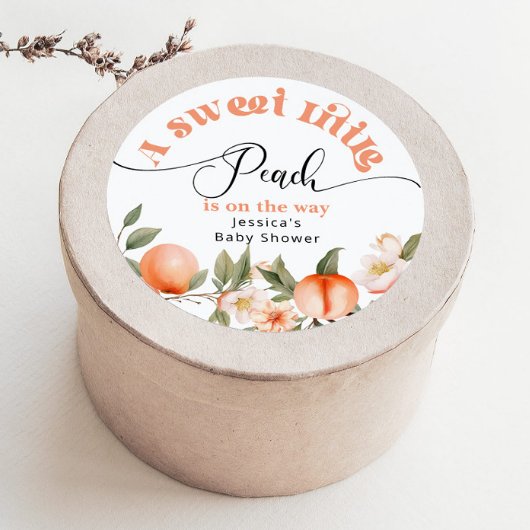 Sticker Rond Petite pêche est sur le chemin baby shower