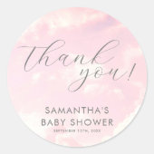 Sticker Rond Petite pièce du Ciel Fille Baby shower nuages (Devant)