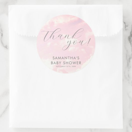 Sticker Rond Petite pièce du Ciel Fille Baby shower nuages (Sac)