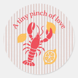 Sticker Rond Petite Pincée D'amour Homard L citron Rose Rayure