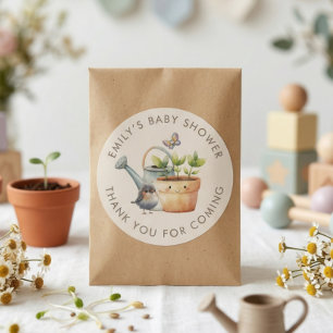 Sticker Rond Petite pousse fille garçon jardin bébé shower merc