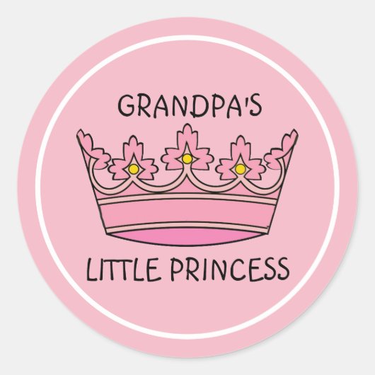 Sticker Rond Petite princesse de Tiara Grand-père rose (Devant)