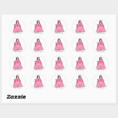 Sticker Rond Petite princesse en robe rose (Feuille)