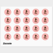Sticker Rond Petite princesse ethnique sur le Baby shower rose  (Feuille)