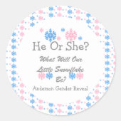 Sticker Rond Petite révélation de genre de flocon de neige (Devant)