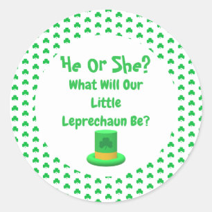 Sticker Rond Petite révélation de genre Leprechaun