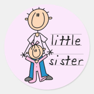 Sticker Rond Petite sœur avec T-shirts et cadeaux de grand frèr