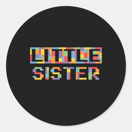 Sticker Rond Petite soeur Blocs de construction briques Maître  (Devant)