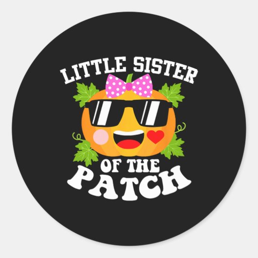 Sticker Rond Petite Soeur citrouille Du Patch Funny Hallowee (Devant)