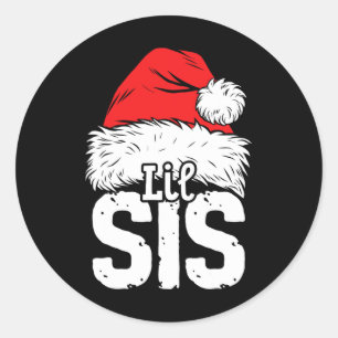 Sticker Rond Petite Soeur Père Noël Famille de Noël Corresponda