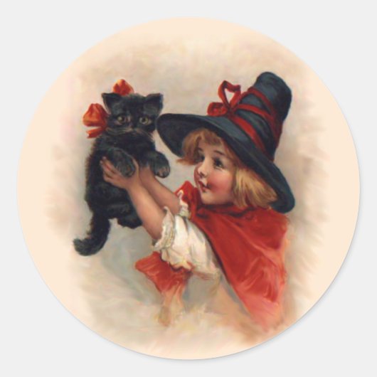 Sticker Rond Petite sorcière (Devant)