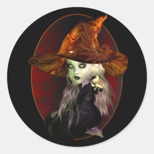 Sticker Rond Petite sorcière