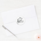 Sticker Rond Petite Souris Crayon (Enveloppe)