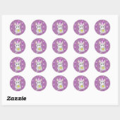 Sticker Rond Petite souris d'anniversaire mignonne pourpre (Feuille)