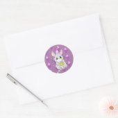 Sticker Rond Petite souris d'anniversaire mignonne pourpre (Enveloppe)
