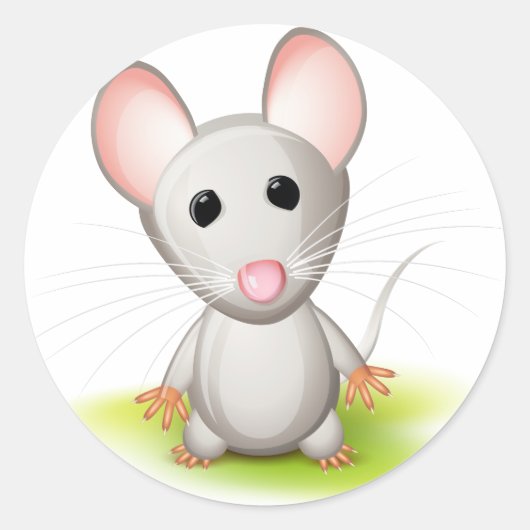 Sticker Rond Petite souris grise (Devant)