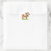 Sticker Rond Petite vache Jersey mangeant de la marguerite (Sac)