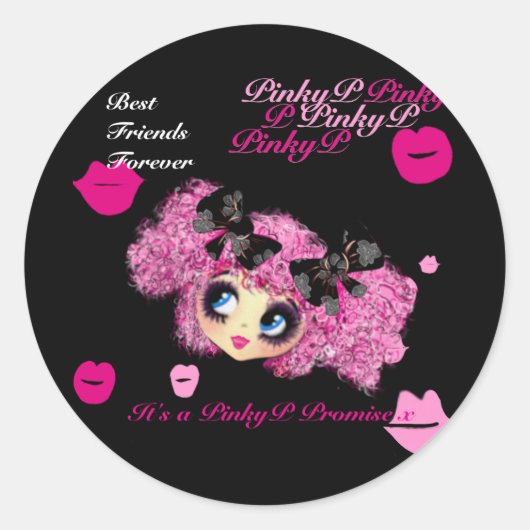 Sticker Rond Petites amies Kawaii, meilleurs amis cadeaux pour (Devant)