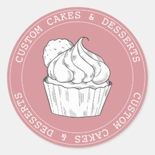 Sticker Rond Petites entreprises coutume cupcakes blush moderne