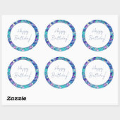 Sticker Rond Petites filles de la mignonne sirène fête d'annive (Feuille)