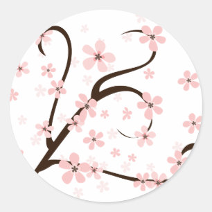 Sticker Rond Petites fleurs roses