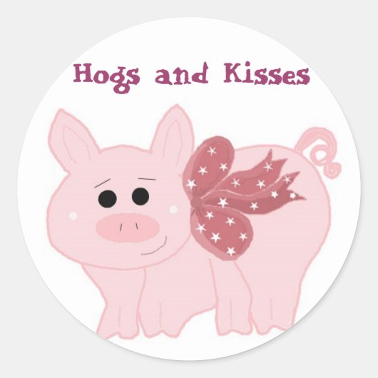 Sticker Rond Petits cochons et baisers (Devant)