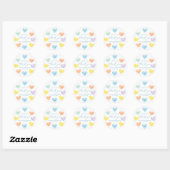 Sticker Rond Petits coeurs de bonbons Merci (Feuille)