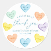 Sticker Rond Petits coeurs de bonbons Merci (Devant)